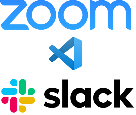 Logos of Zoom, Visual Studio Code and Slack.